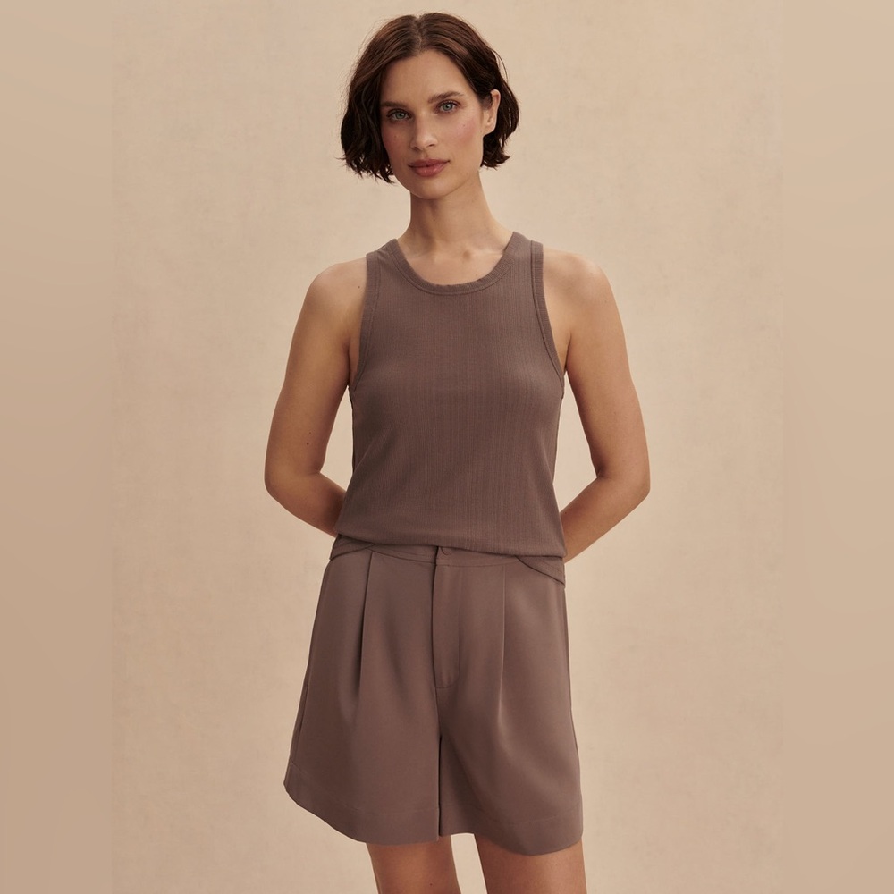 Varley Taupe Ribbed Tank Top